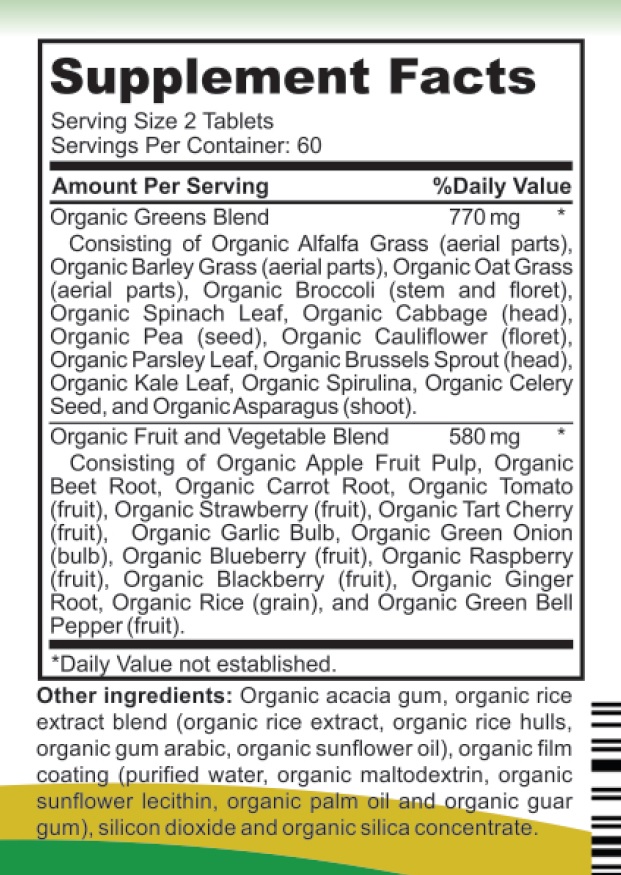 King Naturals Organic Daily Greens with Organic Fruits and Organic Veggies – 120 Tabs King Naturals Organic Daily Greens with Organic Fruits and Organic Veggies – 120 Tabs